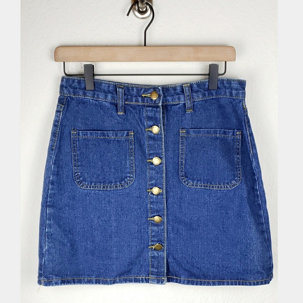 Heritage Palmer denim button front mini skirt